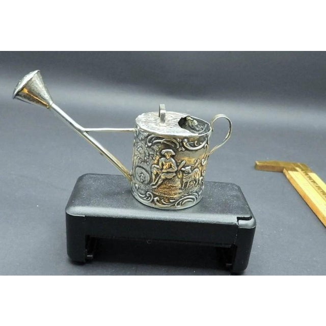 Mid 19th Century Antique Miniature Dutch or Hanau Continental Silver Pastoral Scene Gardening Watering Can For Sale - Image 5 of 8