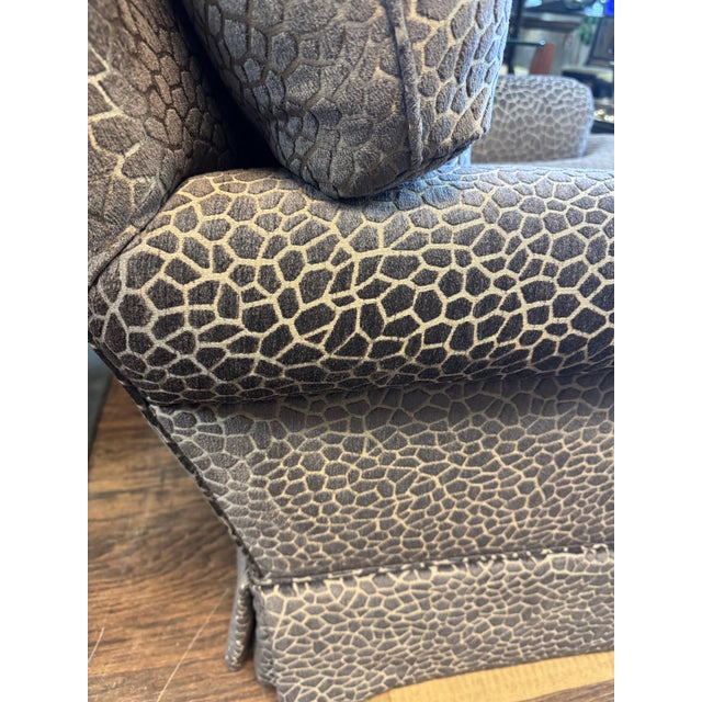 Drawing/Sketching Materials Pair of Classic Club Chairs – Newly Upholstered in Graphite Textured Fabric For Sale - Image 7 of 11