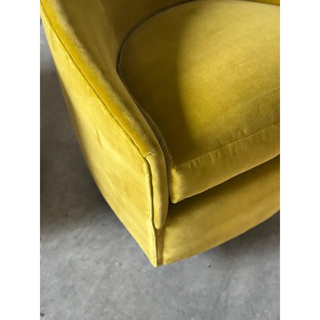 1990s Velvet Upholstered Swivel Chairs For Sale - Image 5 of 7