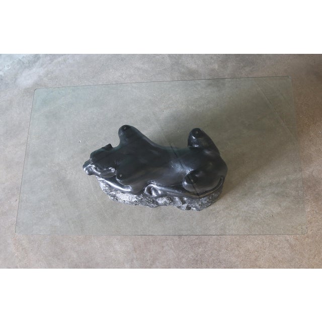 1970s Vintage Panther Glass Dining Table / Desk Plaster Hollywood Regency For Sale - Image 10 of 10