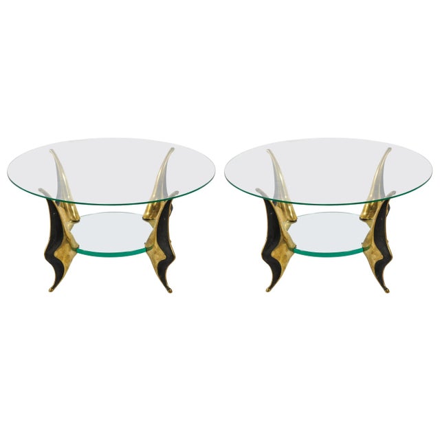Metal Vintage Bronze Side Tables by Willy Daro, Set of 2 For Sale - Image 7 of 7