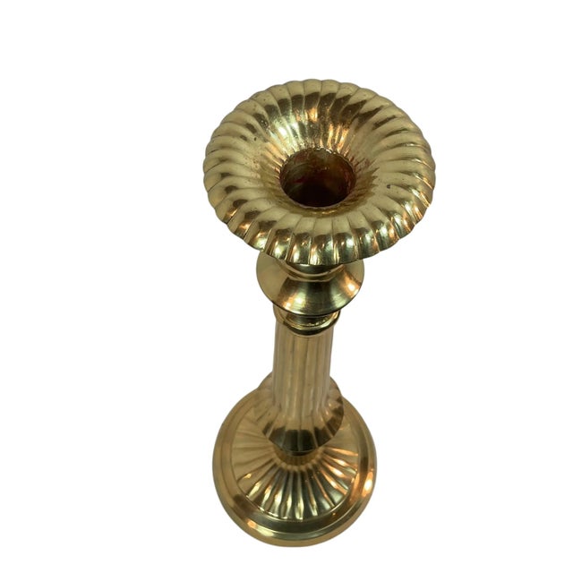 Vintage Large Brass Candle Holder For Sale - Image 6 of 11