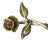 14k Gold Pin in Shape of Long Stemmed Rose With Ruby and Emerald Accent For Sale