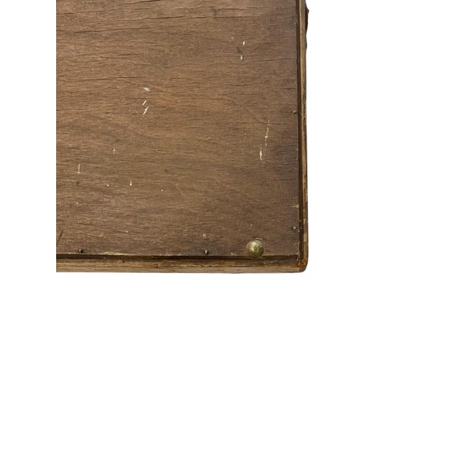 Vintage Two Handle Tray Folk Art Hammered Copper Hunting Dog in Bamboo and Glass Frame For Sale - Image 14 of 14