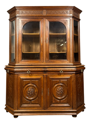 Renaissance Museum Bookcase in Carved Oak, 1850s