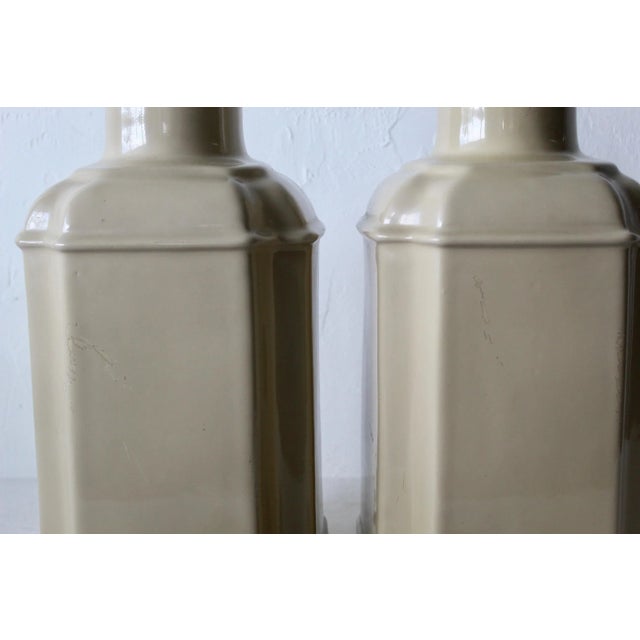 Novelty Crystal Corp Flower Over Beige Chinoiserie Ceramic Table Lamps