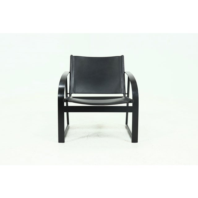 Postmodern Saddle Leather and Steel Lounge Chair, 1980s For Sale - Image 13 of 15