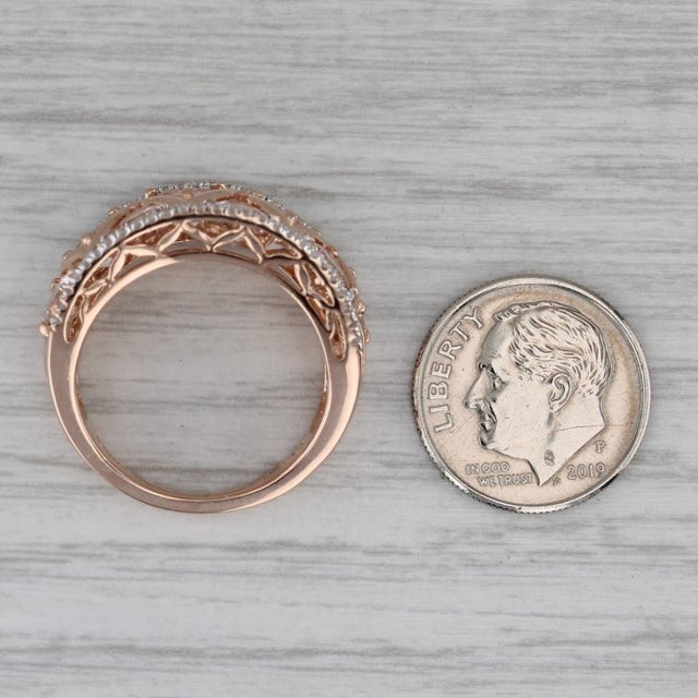 Metal Mid 20th Century 3.22ctw Morganite Diamond Ring 14k Rose Gold Size 8 Cocktail For Sale - Image 7 of 8