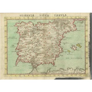 Antique Map of Spain with the Balearic Islands, 1561 For Sale