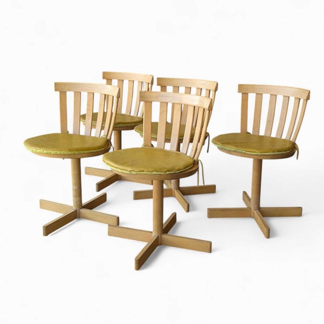 1960s Set of 5 Scandinavian Swivel Chairs by Edsbyverken, 1960s For Sale - Image 5 of 18
