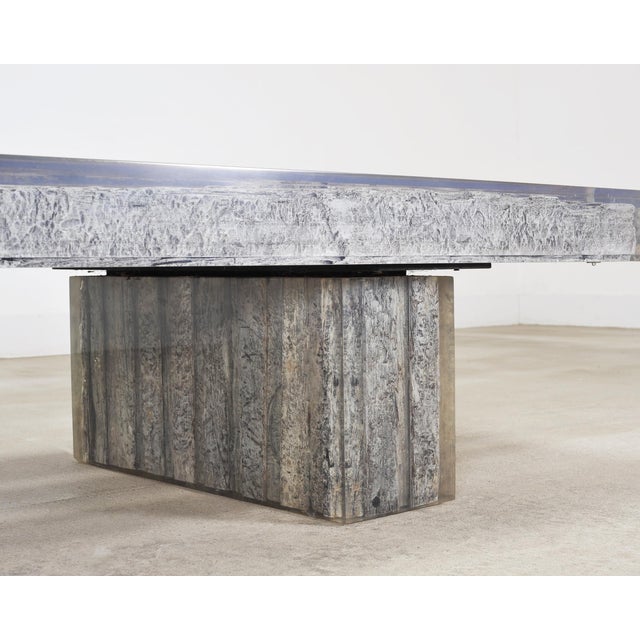 Timothy Oulton Glacier Coffee Table Burnt Timber in Lucite 6 Ft For Sale - Image 16 of 18