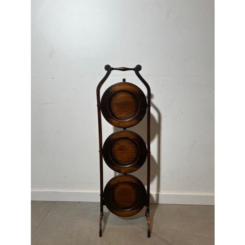 Vintage Folding 3-Tier Tray Stand For Sale - Image 5 of 6