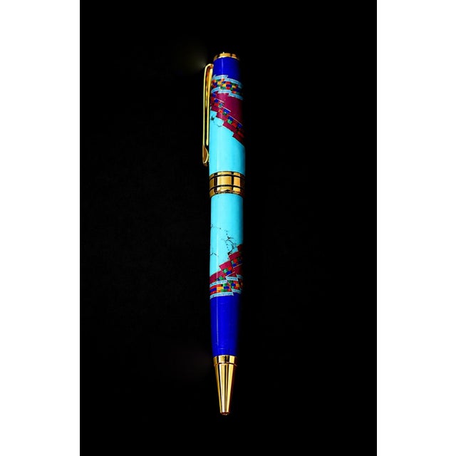 Metal David Rosales Gemstone Pen Southwest Turquoise Ruby Lapis Finely Crafted For Sale - Image 7 of 9