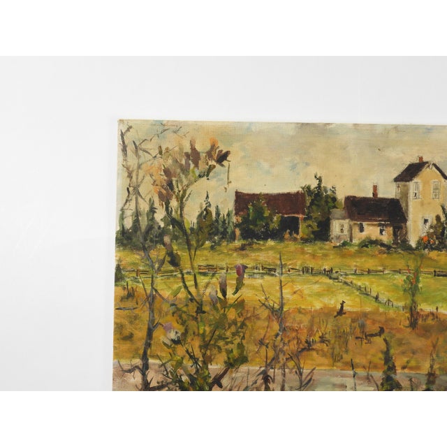 1960s 1962 White Farm Olympic Peninsula Washington Landscape Painting For Sale - Image 5 of 7