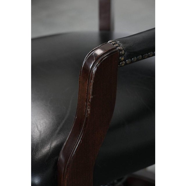 Chesterfield Office Chair in Cowhide Leather on Wheels For Sale - Image 16 of 18