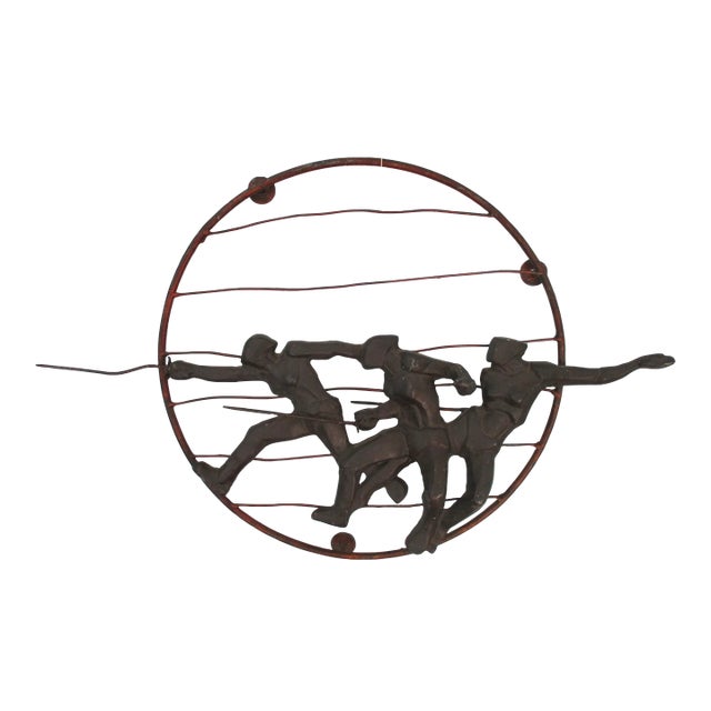 Mid Century Modern Dynamic Fencing Sculpture For Sale