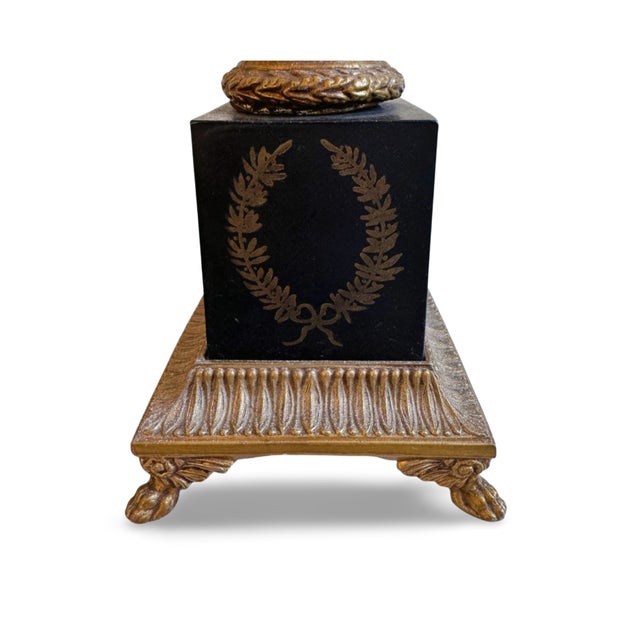 1970s Vintage Stiffel Neoclassical Column Black & Gilt Column Table Lamps - a Pair For Sale - Image 5 of 12