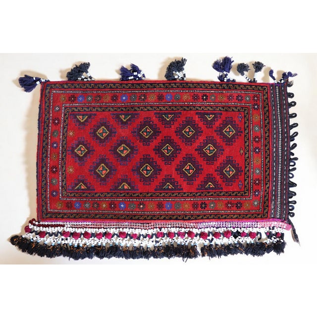 Textile Vintage Afghan Nomad Rug Seat Cushion Cover, 1970s For Sale - Image 7 of 18