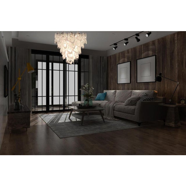 Huge vintage italian murano chandelier. The chandelier has 57 fantastic murano white and transparent glasses ("crostoli")...