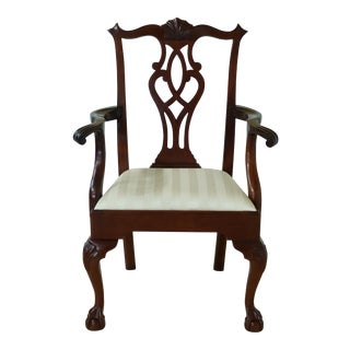 Stickley Ball & Claw Mahogany Chippendale Arm Chair For Sale