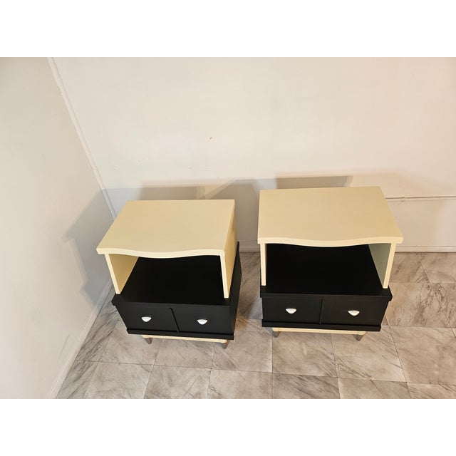 Cream 1970s Retro Style Night Stands, A Pair For Sale - Image 8 of 13
