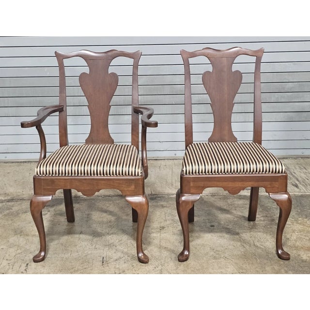 Late 20th Century Set of 6 Statton Chippendale Solid Cherry Dining Chairs Old Towne Maryland Made For Sale In Cleveland - Image 6 of 11