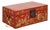 Chinese Red Lacquered Blanket Chest with Gilt Motifs & Guardian Lions For Sale