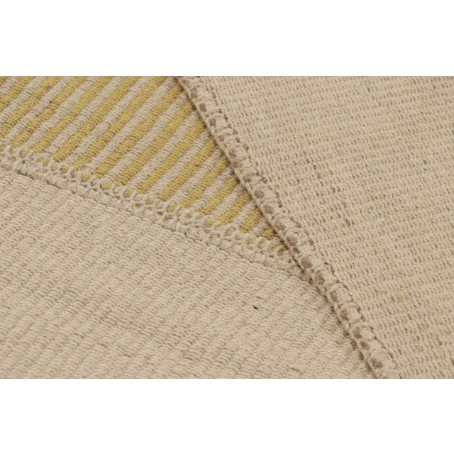 Beige Rug & Kilim’s Contemporary Kilim With Textural Beige and Gold Stripes For Sale - Image 8 of 8