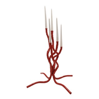 Stroma Sculptural Candelabra in Forged Steel by Metalmorphosis Studio For Sale
