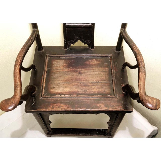 Antique Chinese Arm Chairs High Back Pair, Circa 1800-1849 For Sale - Image 9 of 12