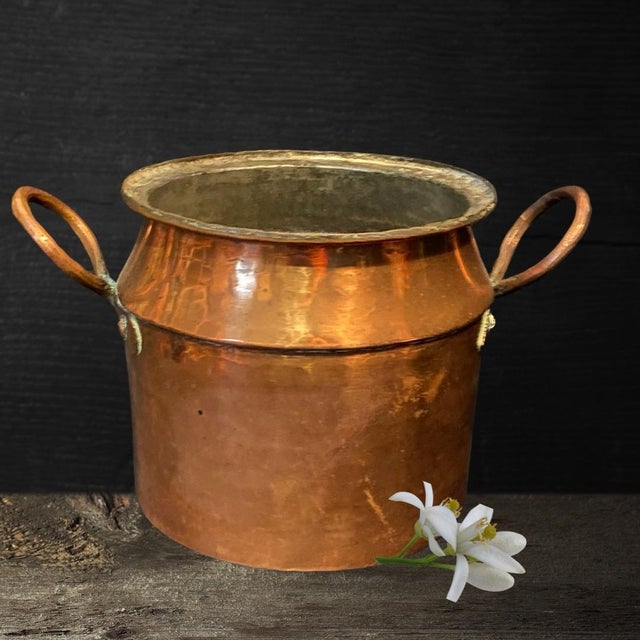 Antique Handmade French Copper Pot For Sale - Image 4 of 8