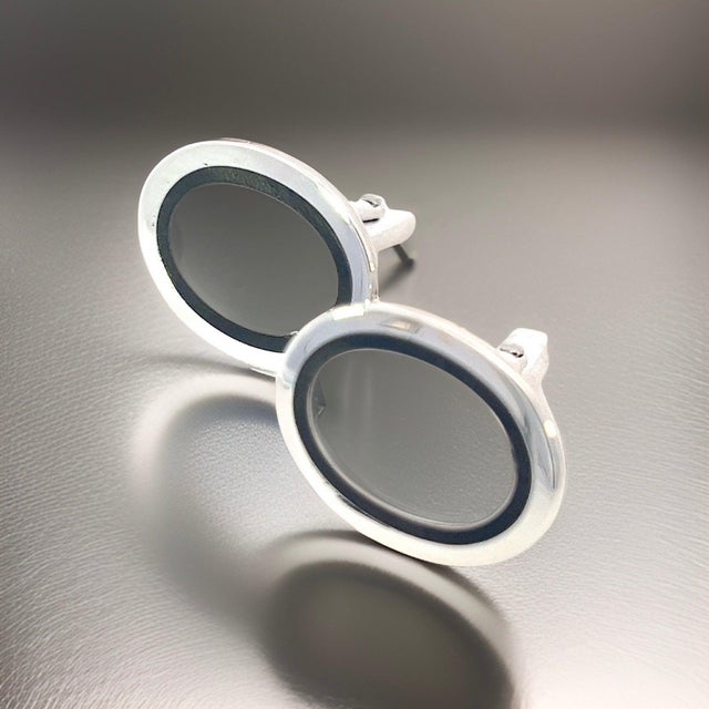 Modern Late 20th Century Tiffany & Co Estate Mens Silver & Blue Enamel Cufflinks Sterling Silver, A Pair For Sale - Image 3 of 11