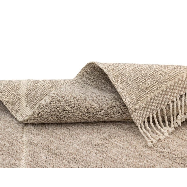 Oversized Geometric Line Hand-Knotted Wool Rug | 15'0" X 11'7" | One of a Kind For Sale - Image 6 of 8