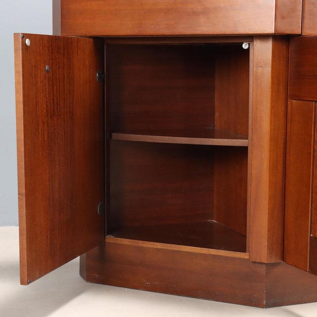 Brown Walnut Corner Cabinet, 1980s For Sale - Image 8 of 12