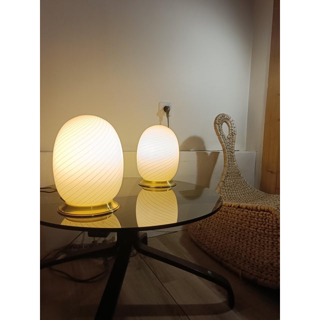 Murano Glass Egg Lamps, 1970s, Set of 2 For Sale - Image 6 of 8
