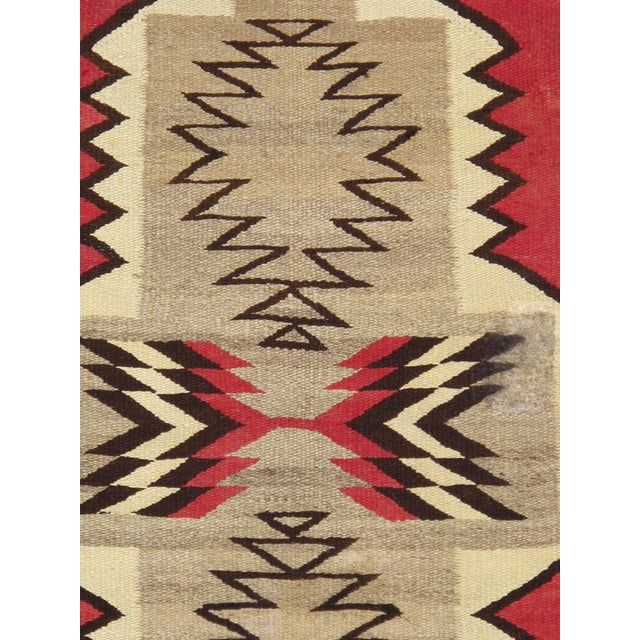 1920s Navajo Rug Red Field with Diamond & Serrated Border, Handwoven Southwesten For Sale - Image 16 of 18