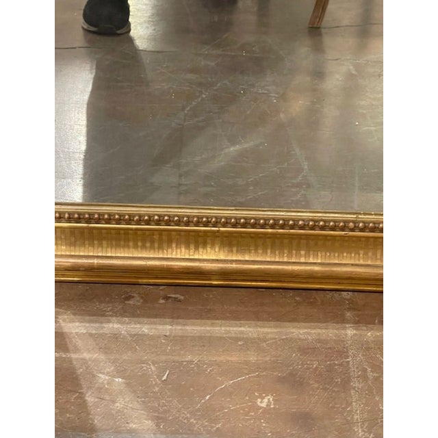 Traditional 19th C. French Louis Philippe Giltwood Mirror With a Line Pattern For Sale - Image 3 of 8