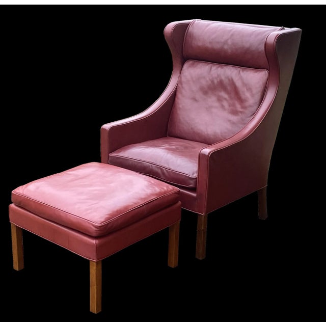 Set of Model 2204 Lounge Chair and 2202 Ottoman by Borge Mogensen For Sale - Image 3 of 6