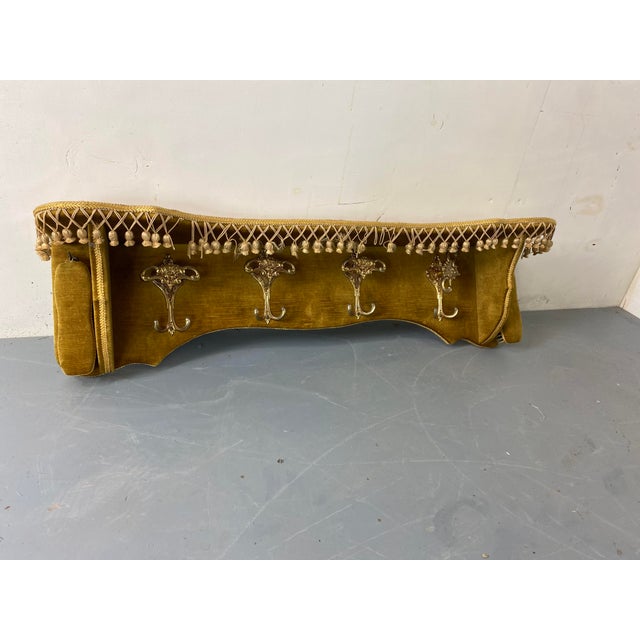 Gold Vintage Regency Velvet and Brass Coat Rack, 1960s For Sale - Image 8 of 8