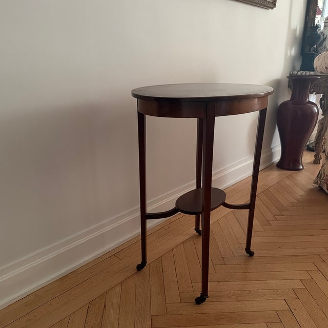 Late 19th Century Late 19th Century Oval Side Occasional Table, With Inlay, Mahogany Wood. For Sale - Image 5 of 6