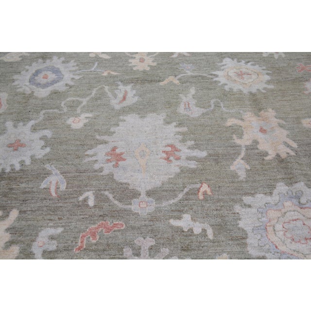 Turkish Oushak Hand Knotted Wool Rug, 10'x14'1" For Sale - Image 4 of 5