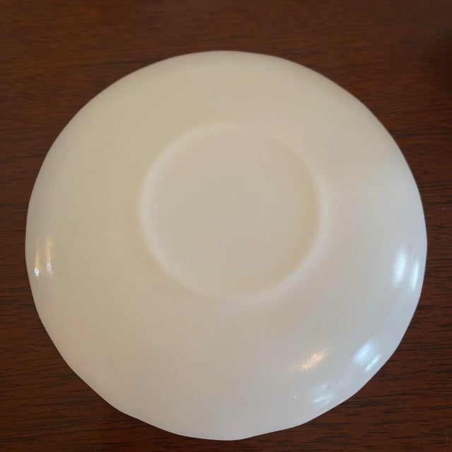 Glass Vintage Middle Eastern Milk Glass Floral Cups & Saucers, 10 Piece Set For Sale - Image 7 of 9