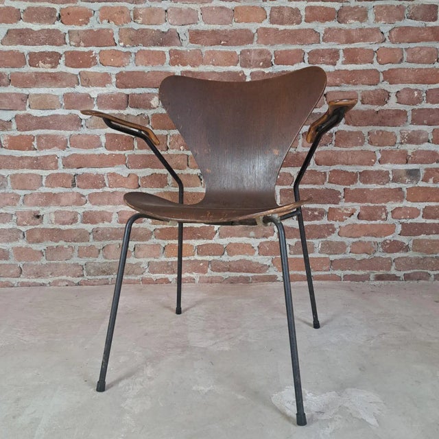 Chair Butterfly Nr. 3207 in Teak by Arne Jacobsen for Fritz Hansen, Denmark, 1950s For Sale - Image 6 of 6