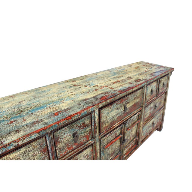 Chinese Distressed Rustic Blue Sideboard Buffet Table Cabinet Chairish