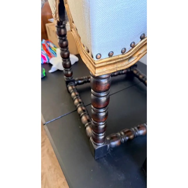 A Pair of Antique White Foot Stools With Gold Accent For Sale - Image 12 of 15
