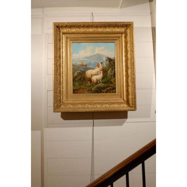 This exquisite 19th century painting by John W. Morris (1865-1924) features sheep in a highland landscape. The center of...