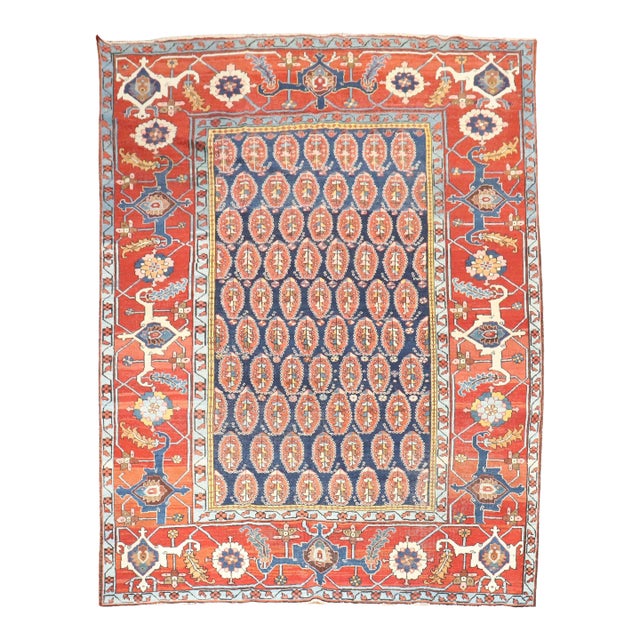 Antique Zabihi Collection Persian Serapi Heriz Rug - 7'10" x 9'10" For Sale
