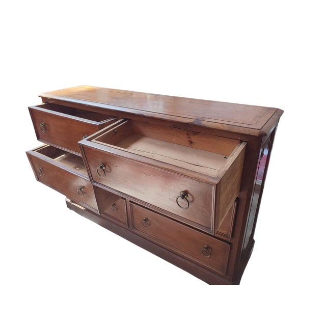 Antique Larch Wood Haberdashery Counter with Wheels and Six Drawers, 1890 For Sale - Image 6 of 18