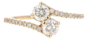 0.79 Carat Diamond 14 Karat Yellow Gold Two-Stone Ring, Size 7