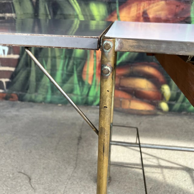 Mid Century Modern Brass and Glass Bar Cart Possible Harvey Probber For Sale - Image 12 of 12